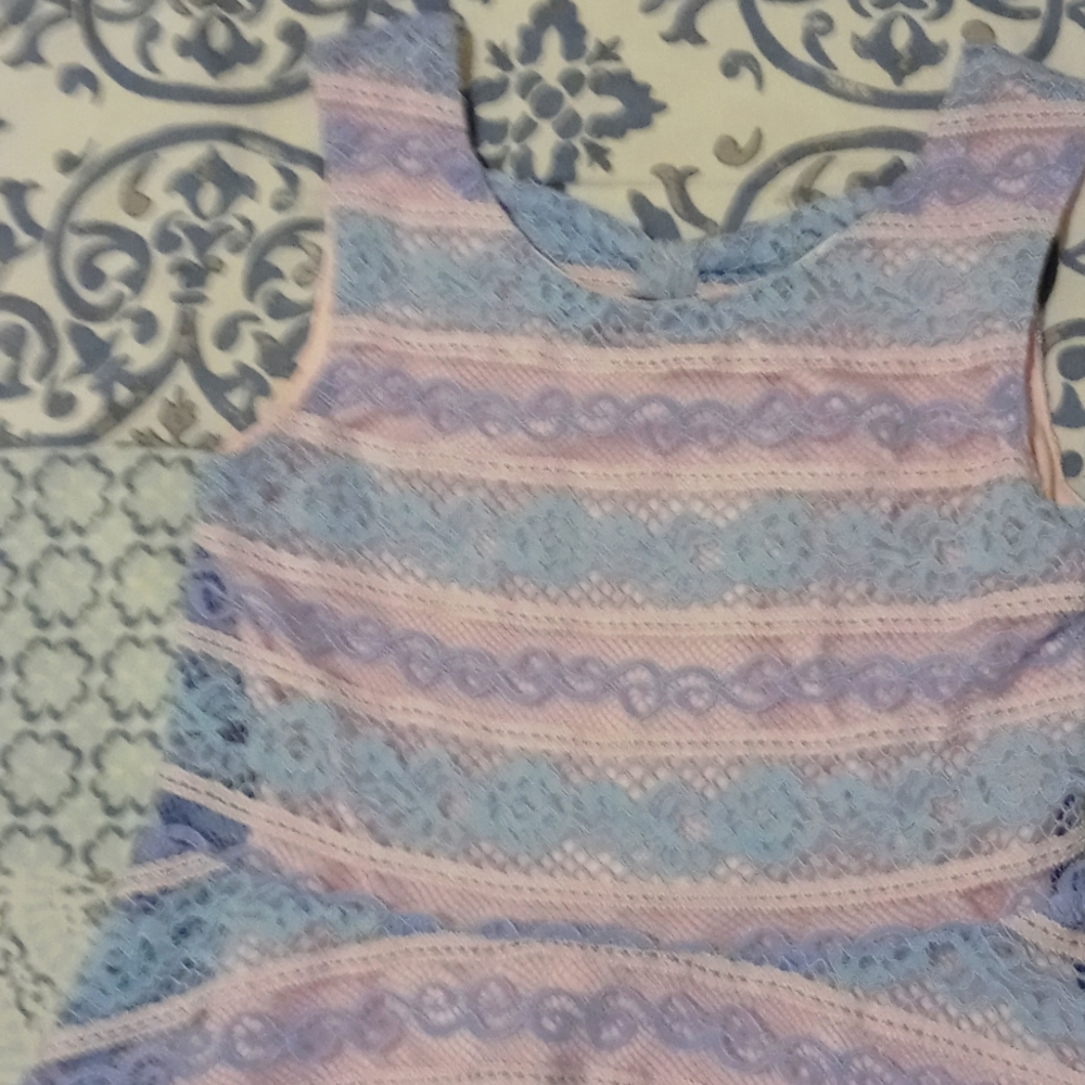 Epic Threads Lace Multicolor stripes Sleeveless Fit & Flare Lining Dress 5